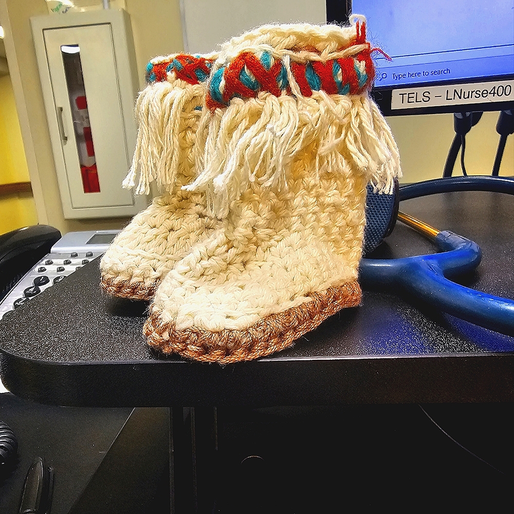 Handmade baby crochet tall mocks. Soze newborn